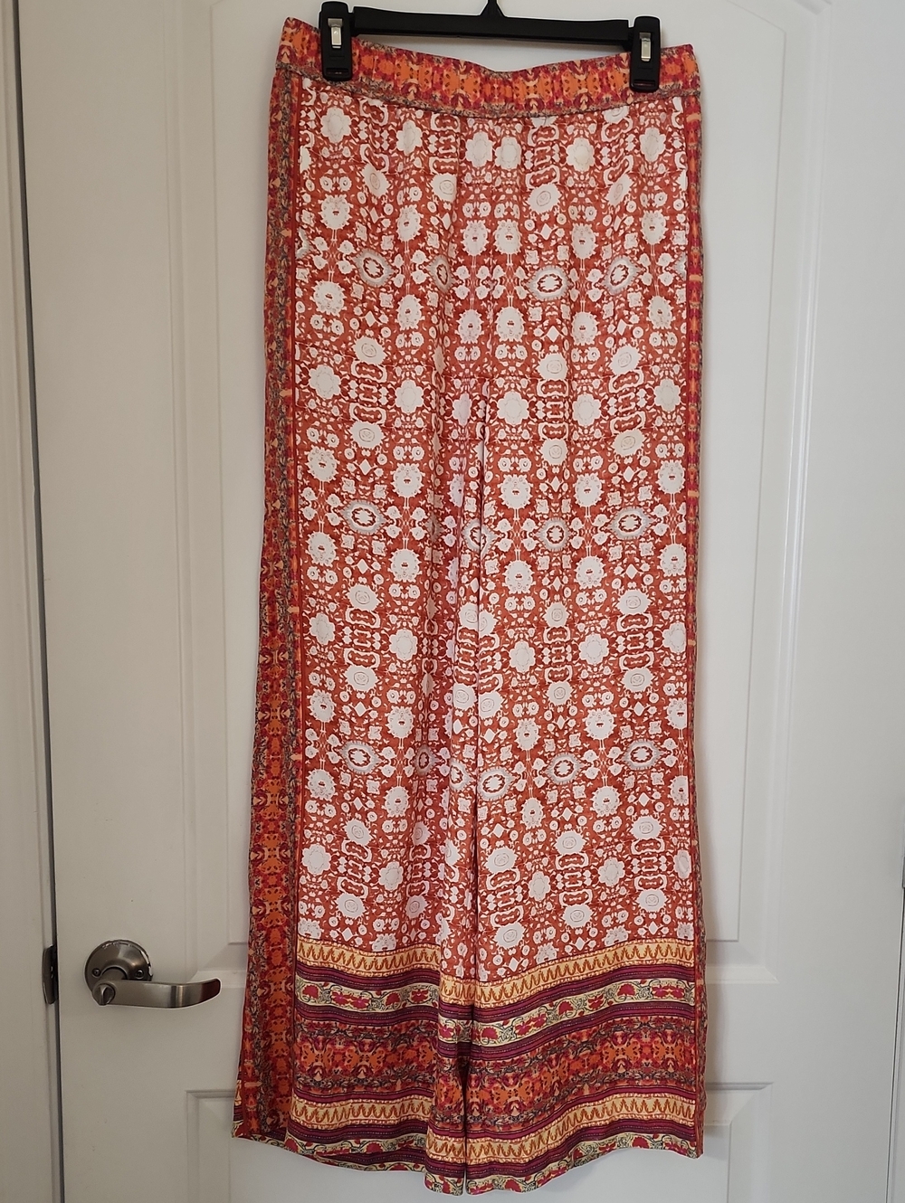 Wide-Leg Printed Palazzo Pants in Orange Floral